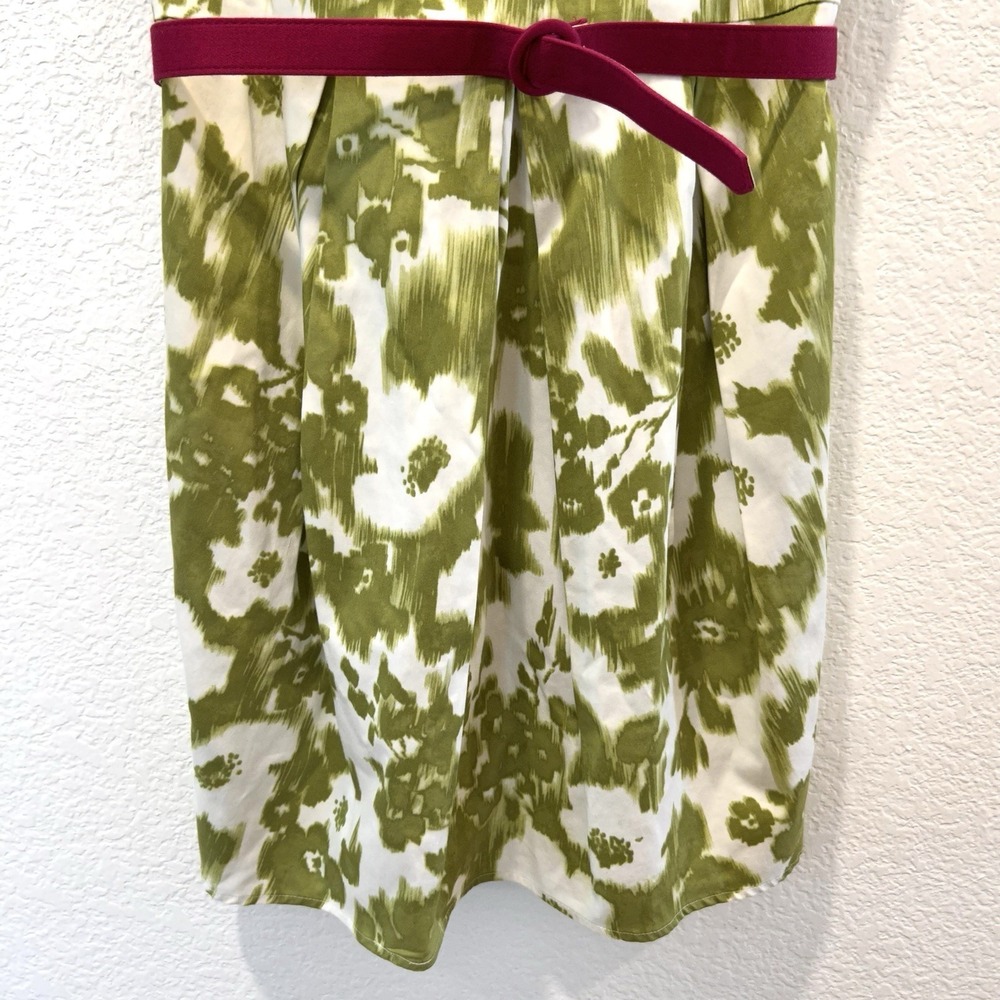 Jessica Howard Floral Green Party Dress Pink Belt Size 10P POCKETS - Picture 3 of 8